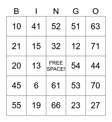 BINGO Card
