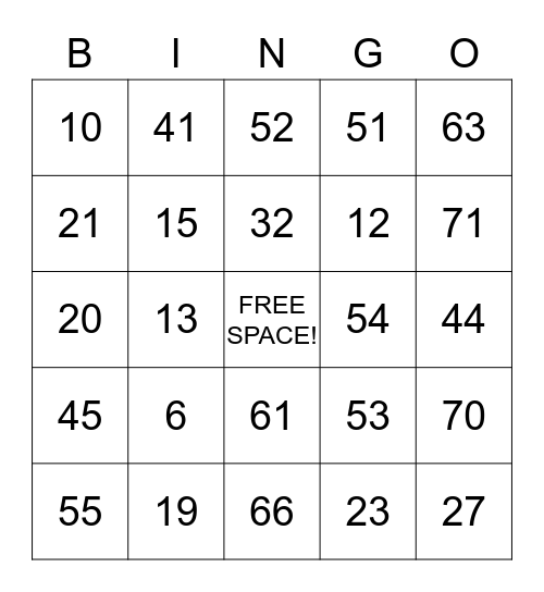BINGO Card