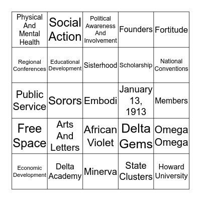 D E L T A Bingo Card