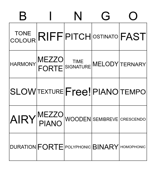 Concept Bingo Card