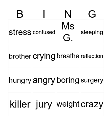 Freedom Writers Bingo Card