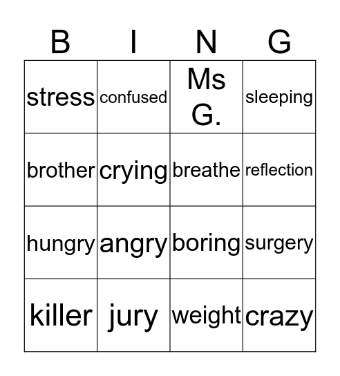 Freedom Writers Bingo Card