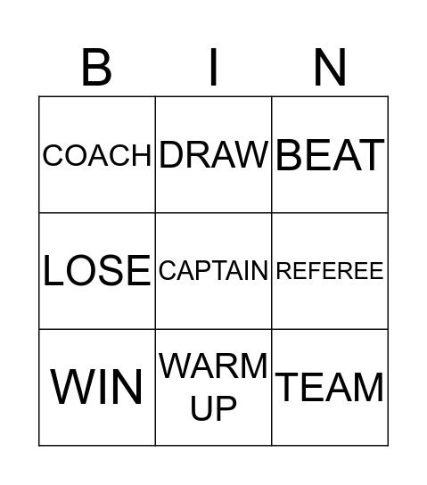 SPORTS Bingo Card