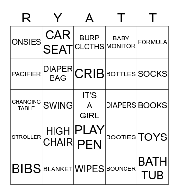 Baby BINGO Card