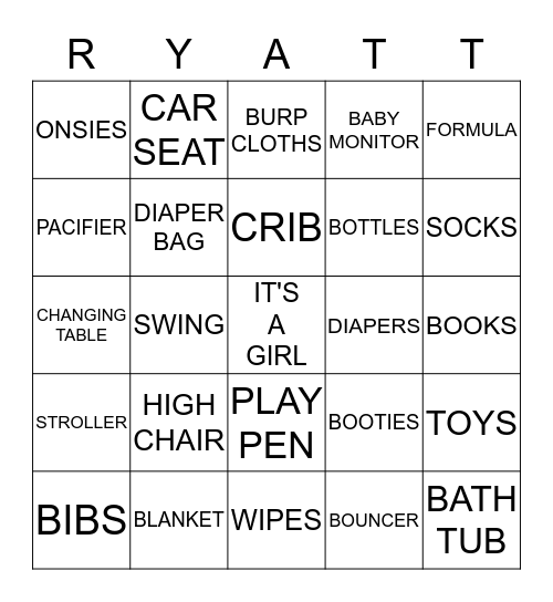 Baby BINGO Card