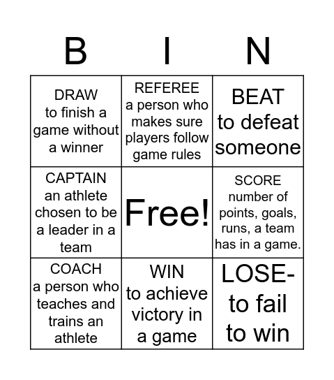 SPORTS Bingo Card