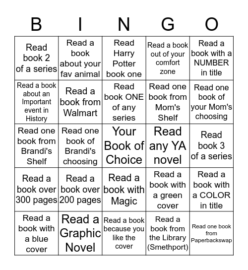 Terry Jr's Reading Bingo Card