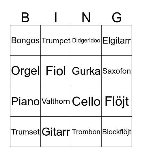 Instrumentbingo! Bingo Card