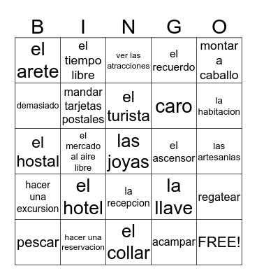 Unidad 1:2 Bingo Card