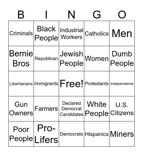 Who Will Bloomberg Offend Today? Bingo Card