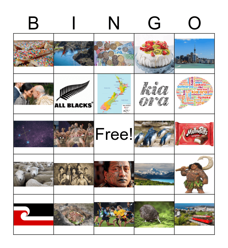 New Zealand BINGO Card