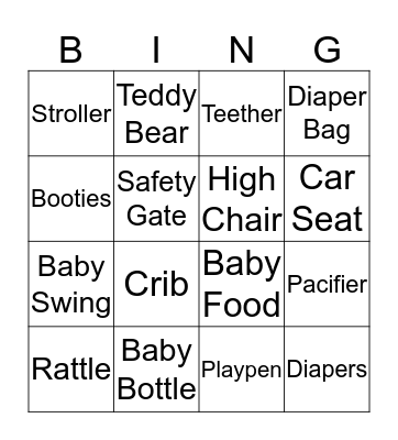 Baby Bingo Card