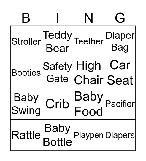 Baby Bingo Card