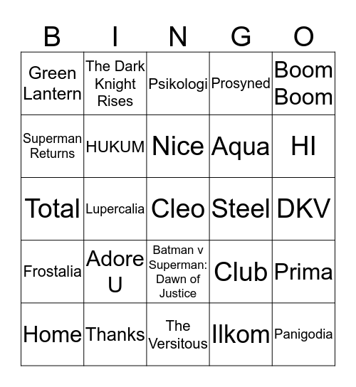 Nean bingo's board Bingo Card
