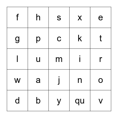 Letter Sounds Bingo Card