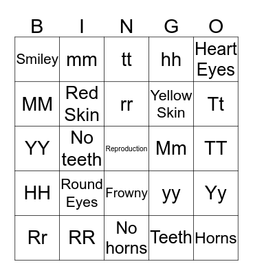 Genotype and Phenotype Bingo Card