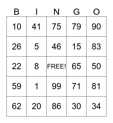Tupperware Bingo Card
