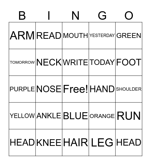 BODY & MORE Bingo Card