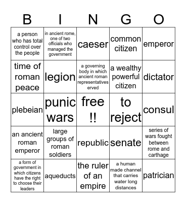 rome Bingo Card