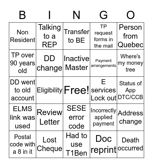 Green Belt Filing Season BINGO Card