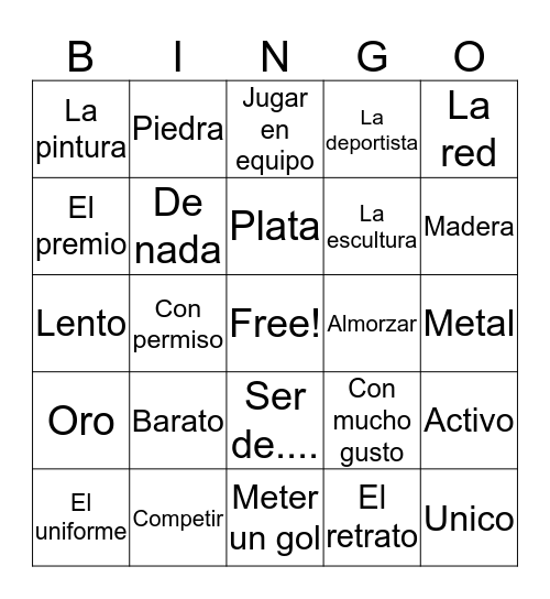 Vocab 5 Spanish 2 Bingo Card