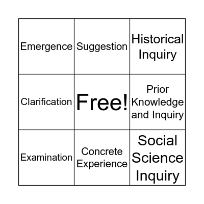 Inquiry BINGO Card