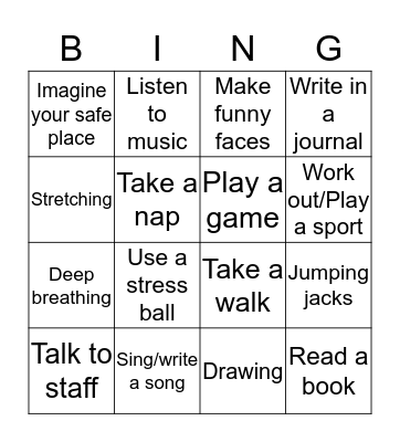 Coping Skills  Bingo Card