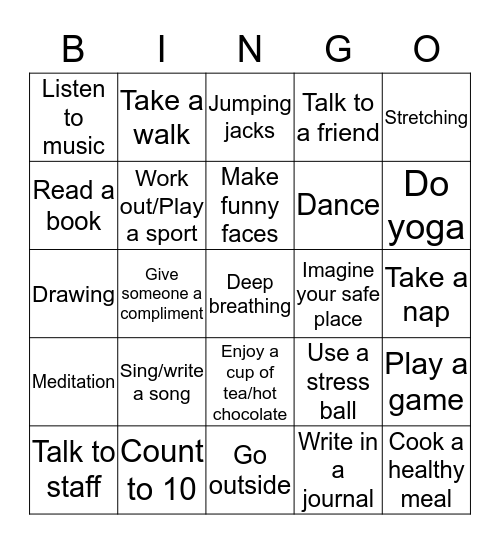 Coping Skills  Bingo Card