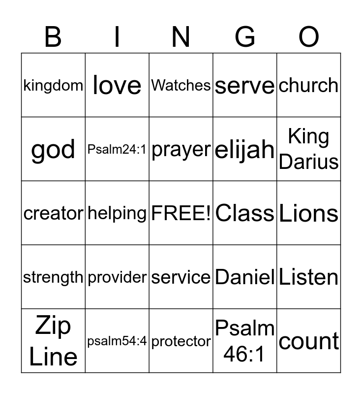 VBS Bingo Card