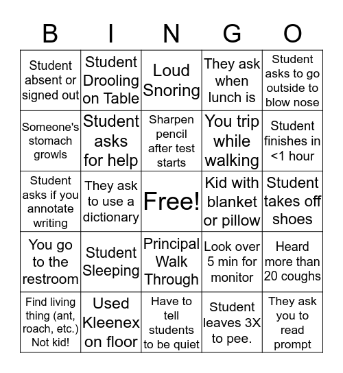 Benchmark Bingo Card