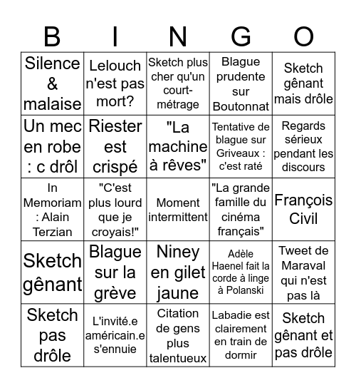 César 2020 Bingo Card