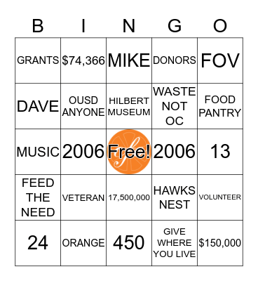 CFO GALA BINGO Card