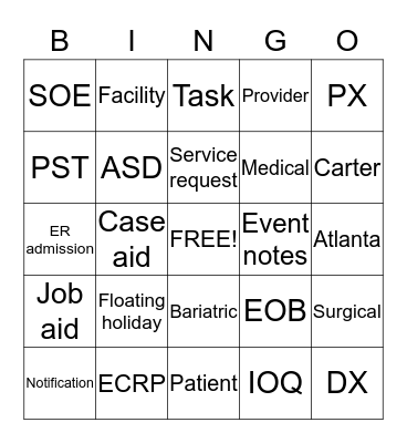 NATIONAL PRECERT BINGO Card
