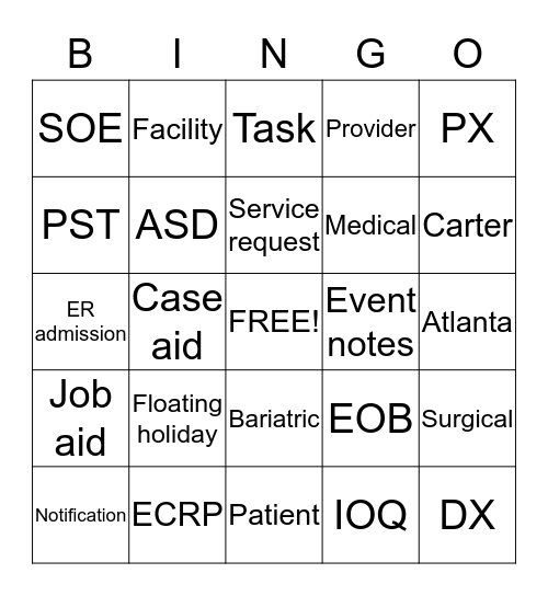 NATIONAL PRECERT BINGO Card