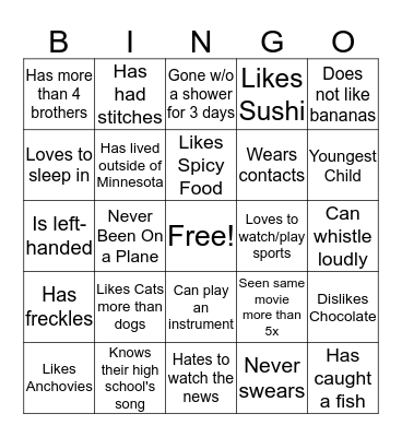 Get to Know BINGO Card