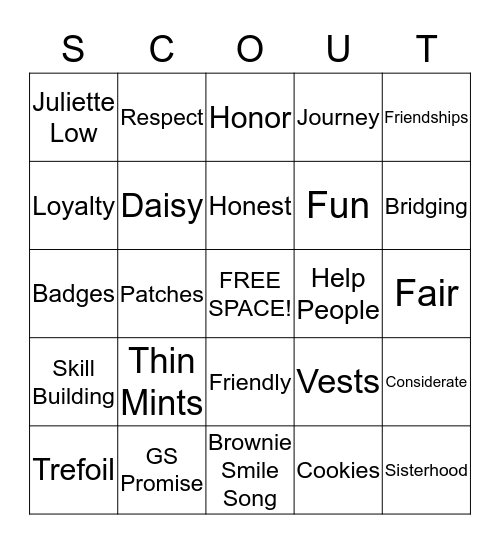 BROWNIE BINGO Card