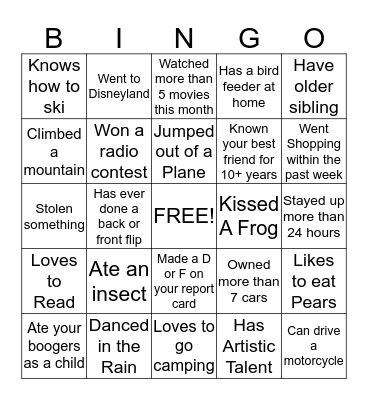 GAME 2 Bingo Card