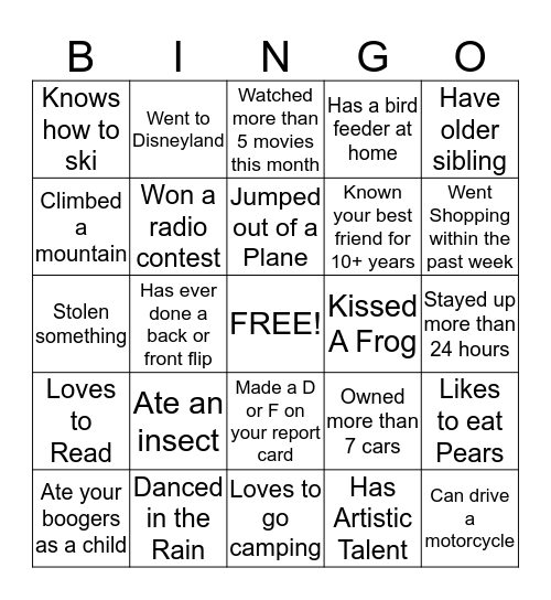 GAME 2 Bingo Card