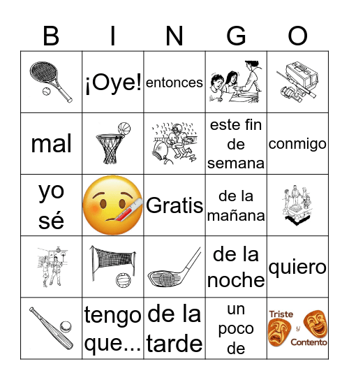 Untitled BingoSpanish 1 Cap. 4B ¿Quieres ir conmigo? Bingo Card