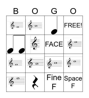 PIANO BINGO Card