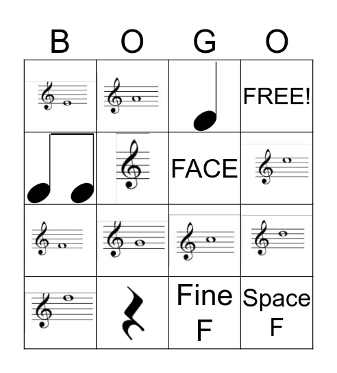 PIANO BINGO Card