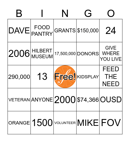 CFO GALA BINGO Card