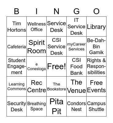 WELCOME TO CONESTOGA - DOON Bingo Card