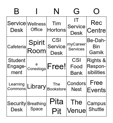 WELCOME TO CONESTOGA - DOON Bingo Card