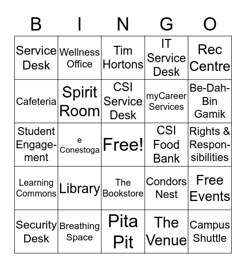 WELCOME TO CONESTOGA - DOON Bingo Card