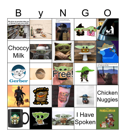 Baby Yoda bingo!! Bingo Card