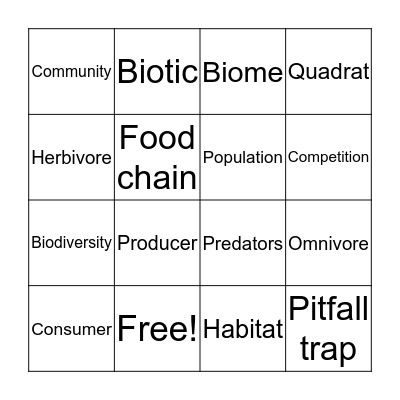 Life on Earth Bingo Card