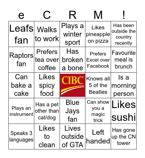 CIBC Bingo Card