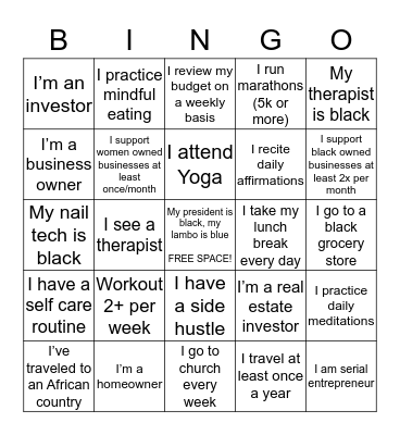 Generational Wealth Bingo Card