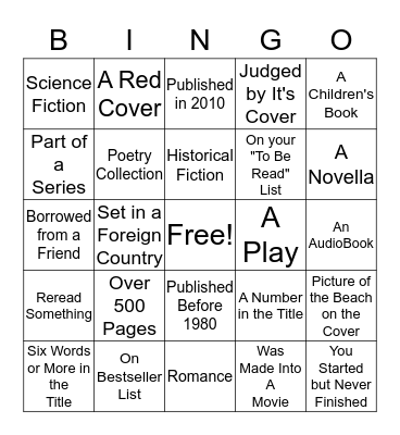Spring Reading Bingo Card